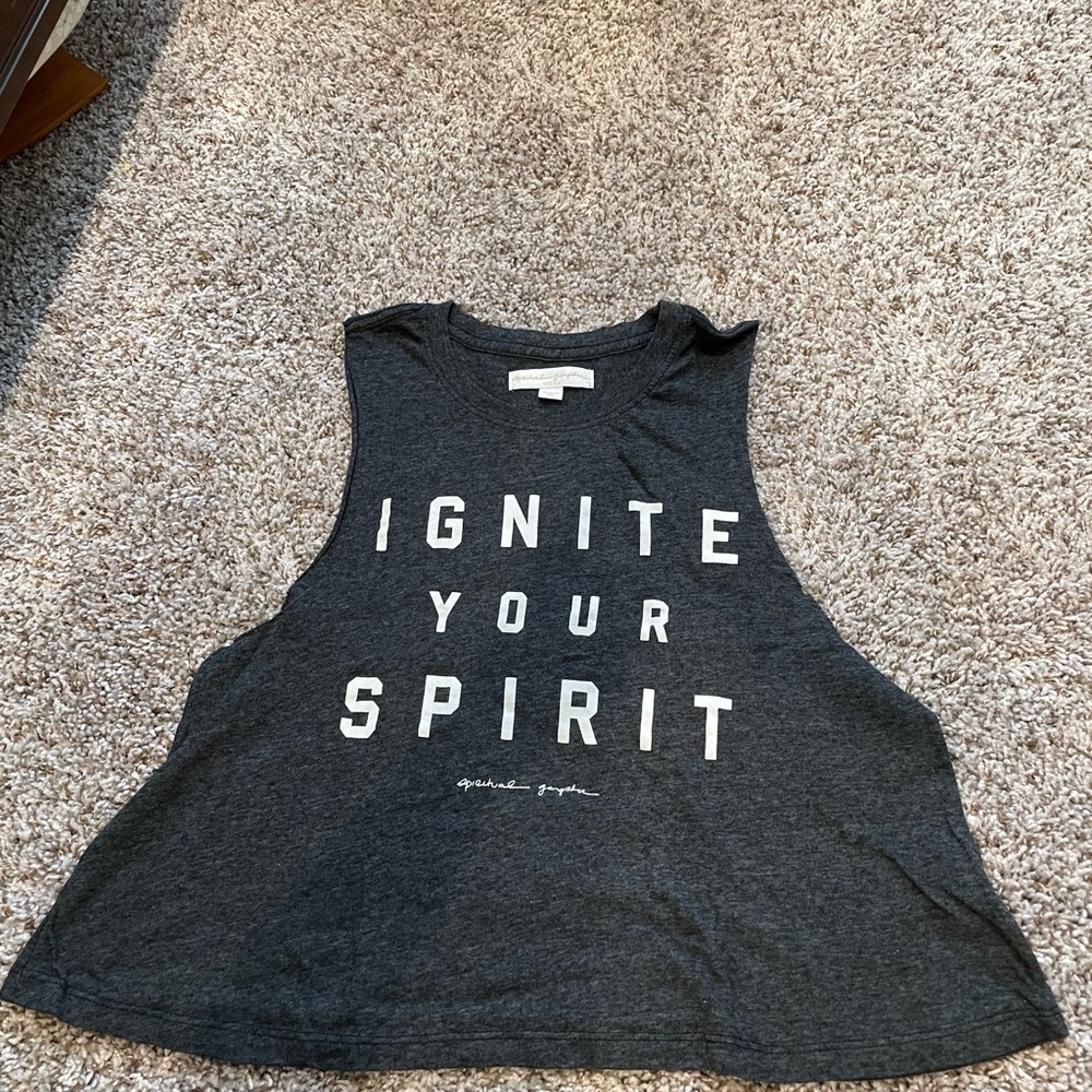 NWOT Spiritual Gangster sleeveless top. ‘Ignite Your Spirit’. Dark gray, grey.